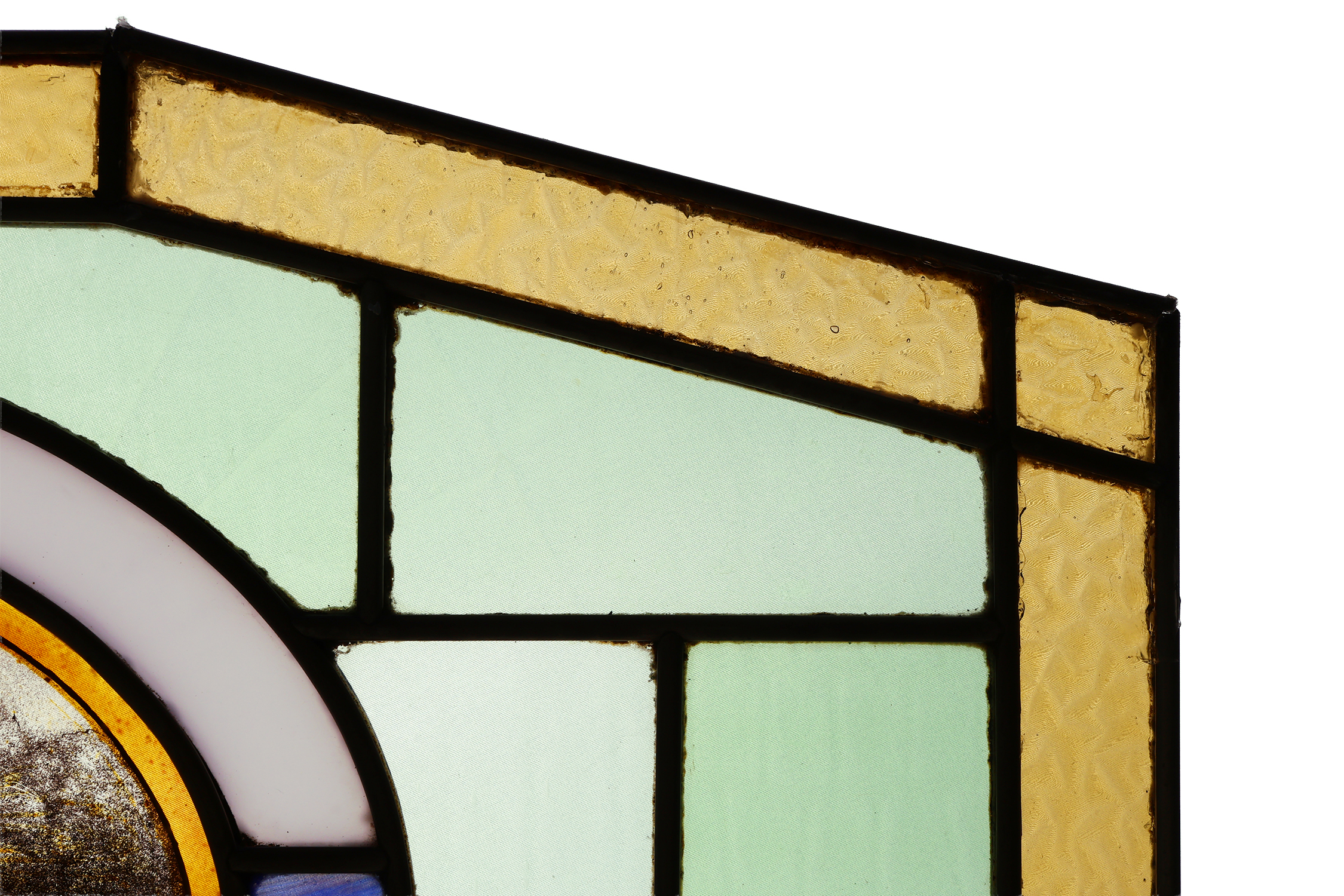 Art Deco Stained Glass Panel Depicting Runners in Motion, Belgium ca. 1910thumbnail